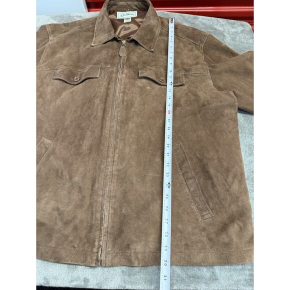 L.L.Bean Men’s 2XL Goat’s Yute Suede Leather Jacket Brown Full Zip Coat - Picture 11 of 13